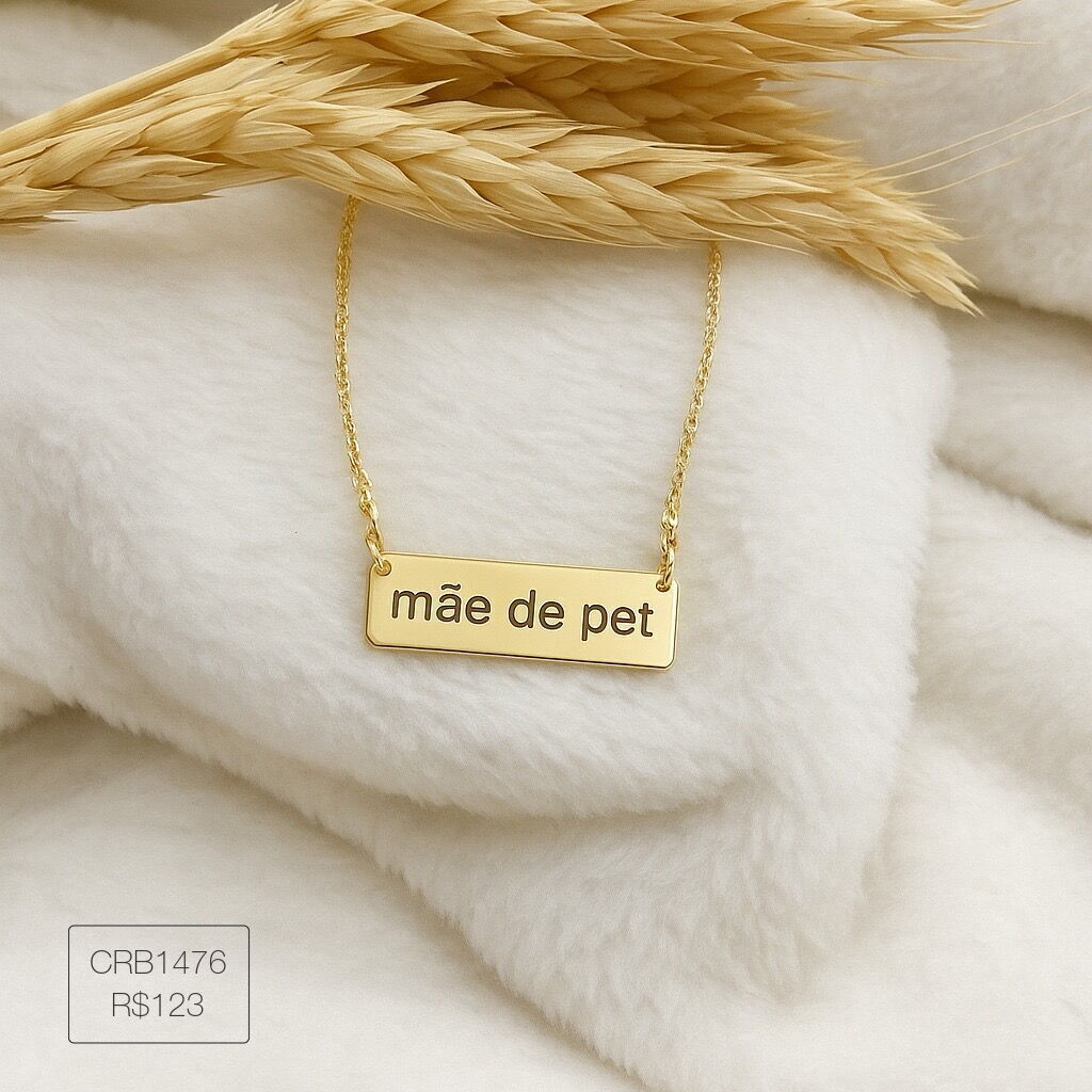 Colar de Plaquinha 2,5 x 0,7 Liso Dourado